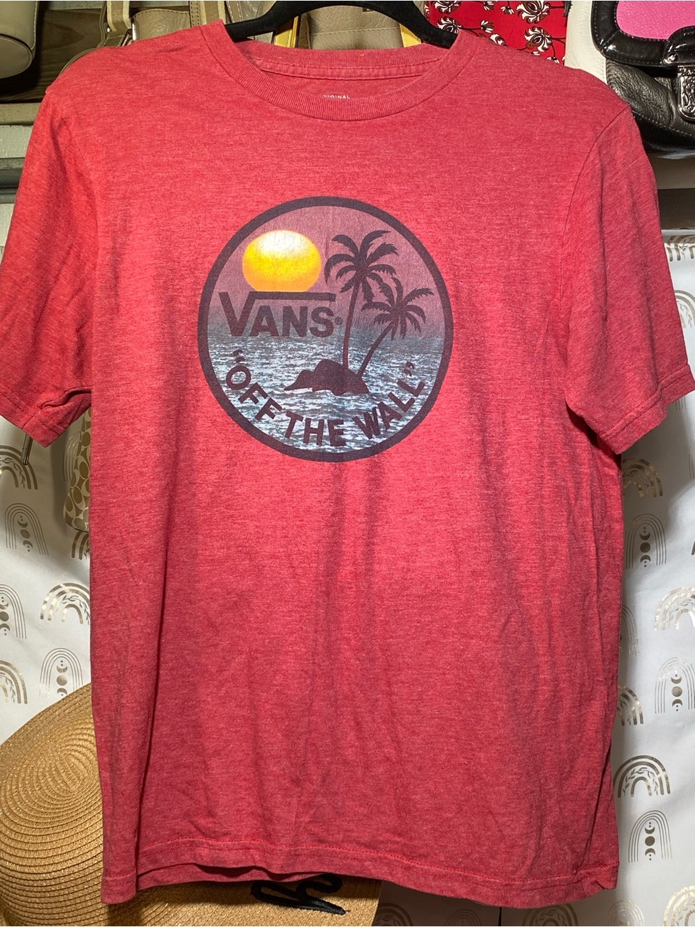 Vans Men’s Red Tropical Logo Crewneck Tee